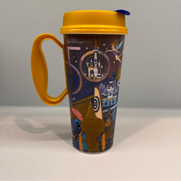 Disney World 50th Anniversary Refillable Mug Mickey Minnie Resort Cup Excellent - Picture 1 of 8